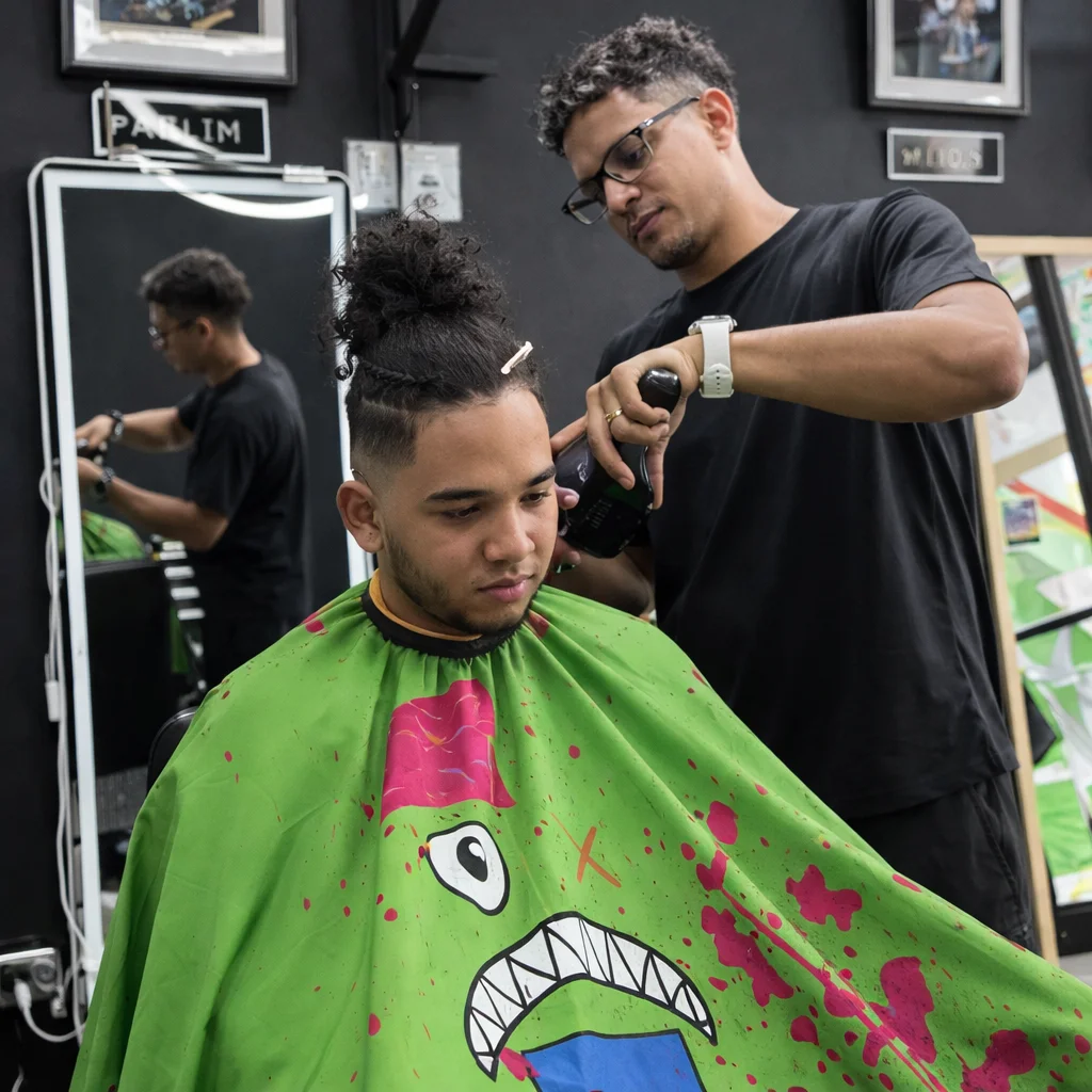 High skin fade from the back, crown clipper-cut short